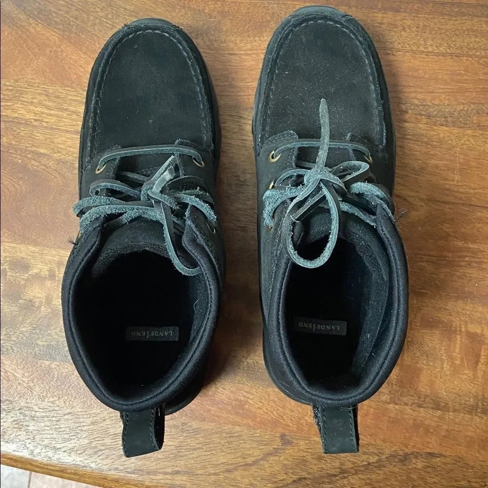 Lands' End Women's Black Suede Chukka Boots
